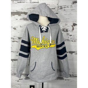 MICHIGAN HOCKEY Shoe Lace Sweatshirt Gray Size S NWOT